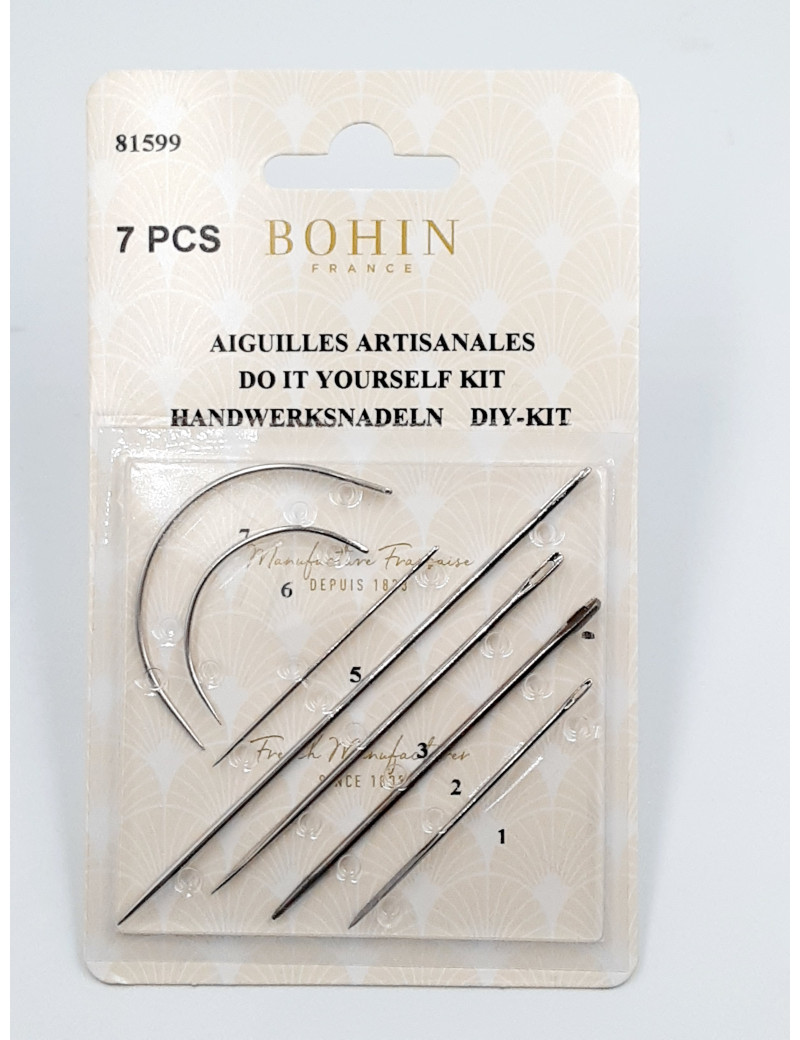 ASSORTIMENT DE 7 AIGUILLES ARTISANALES (cuir, tapisserie, courbe...)