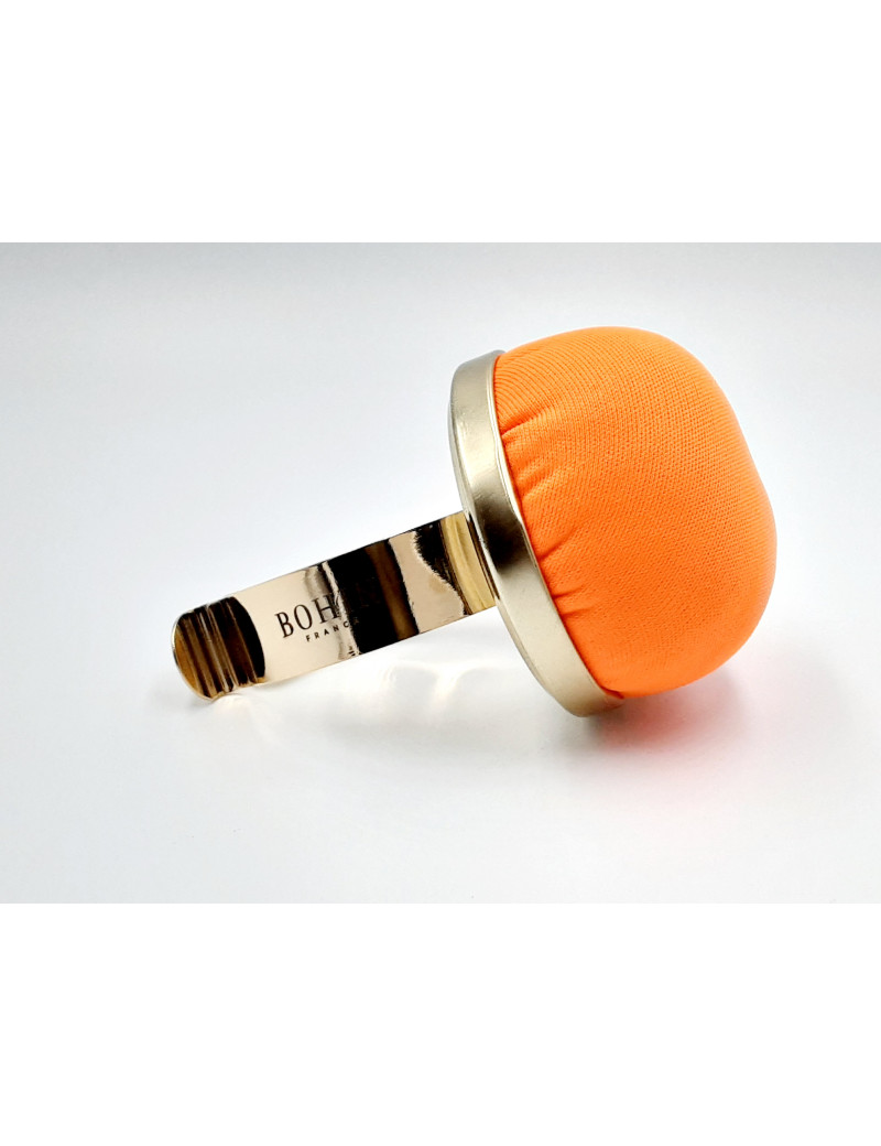 PELOTE EPINGLES BOHIN BRACELET DORE TISSU ORANGE FLUO