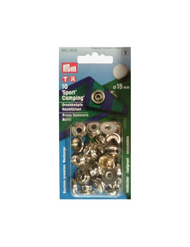 BOUTON PRESSION SPORT CAMPING NICKEL 15MM (RECHARGE DE 10)