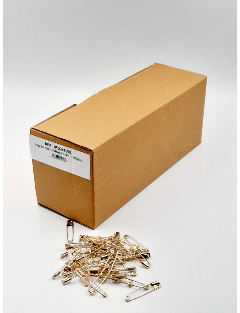 EPINGLES DE SURETE DOREES 34 MM EN BOITE DE 1000 UNITES
