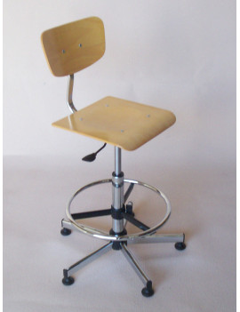 CHAISE HAUTE EN BOIS REGLABLE 55/80 CM AVEC REPOSE-PIED SUR PATINS