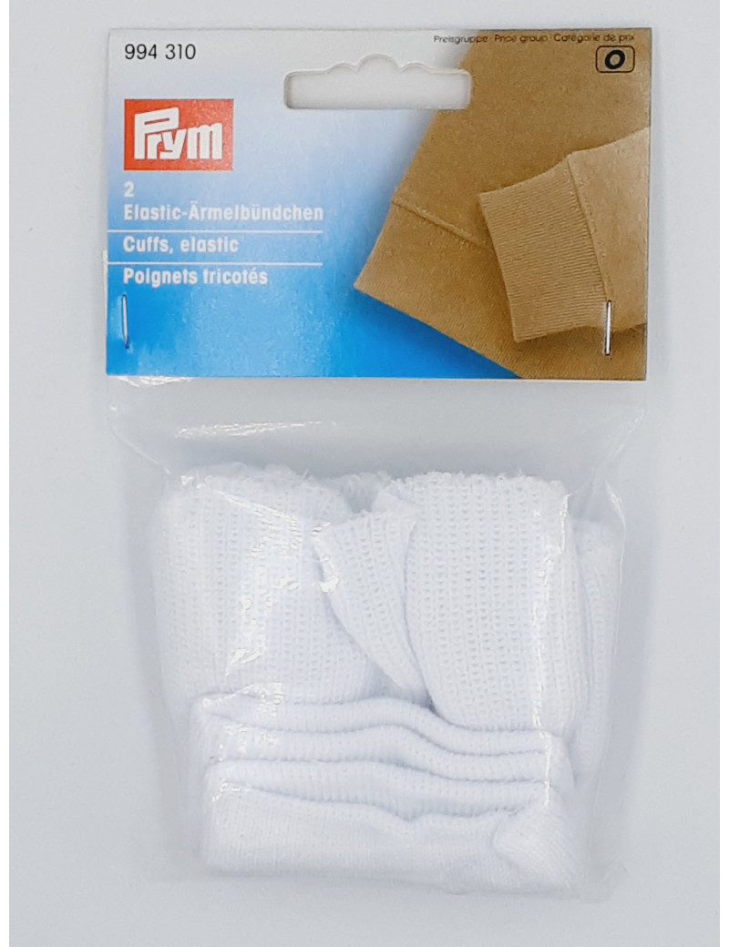 POIGNET TRICOTE ELASTIQUE A COUDRE COLORIS BLANC A COUDRE - 2 PIECES