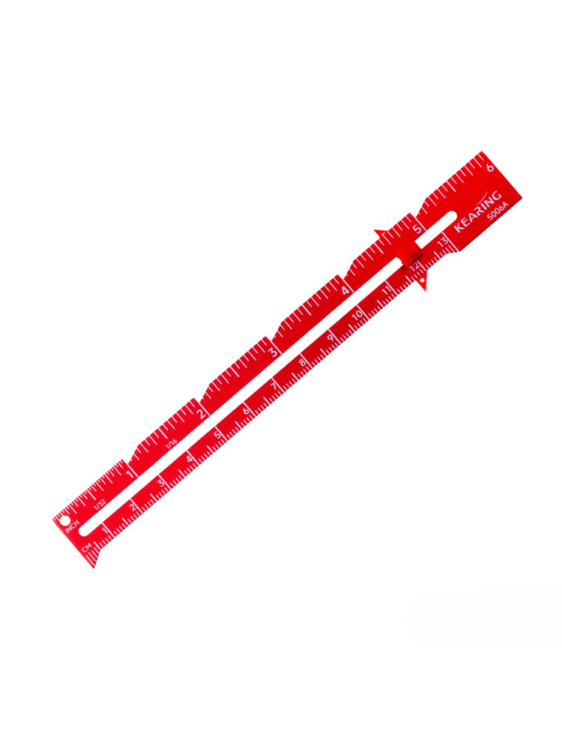 JAUGE DE COUTURE COULISSANTE ROUGE EN ALUMINIUM 