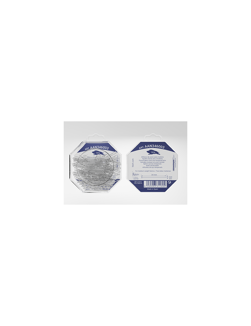 EPINGLES LONGUES EXTRA FINES 34 X 0.60 MM - BOITE DE 100 GR