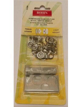 PRESSION GRIFFE 12 MM NICKELE PAR 8 + JEU DE POSE
