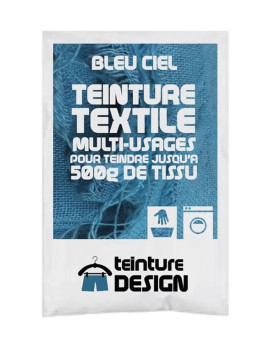 TEINTURE TEXTILE "BLEU CIEL" 1 SACHET DE 10 GR POUR 500 GR DE TISSU