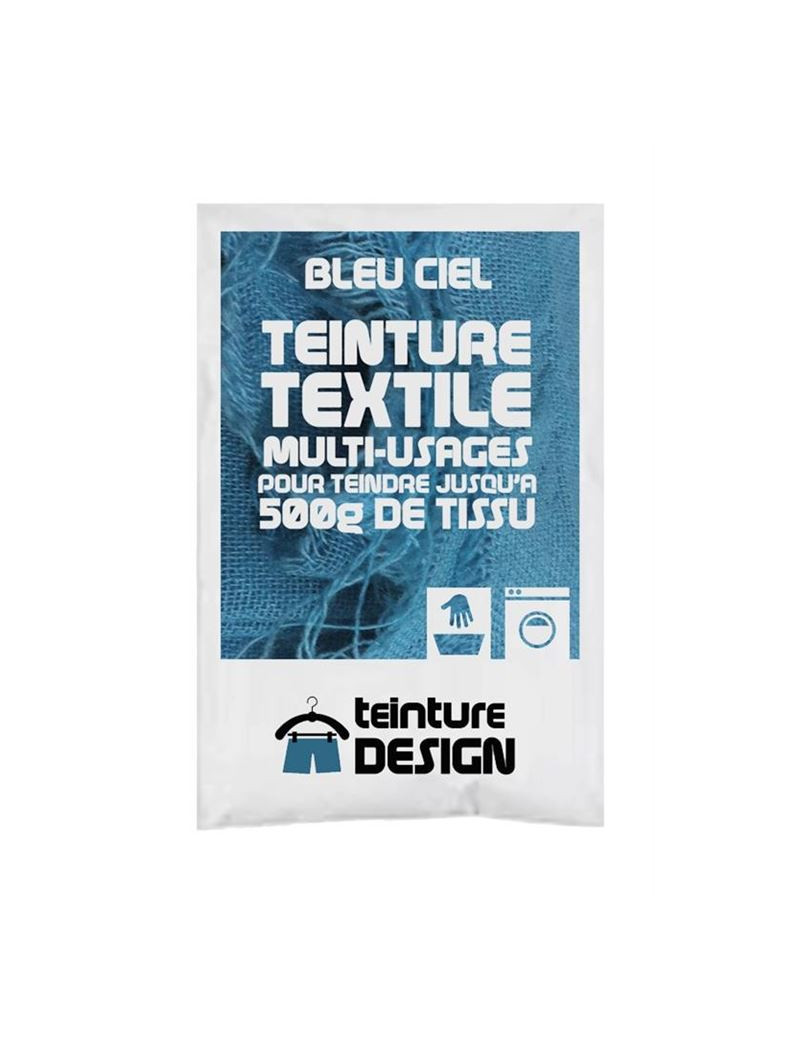 TEINTURE TEXTILE "BLEU CIEL" 1 SACHET DE 10 GR POUR 500 GR DE TISSU