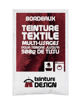 TEINTURE TEXTILE "BORDEAUX" 1 SACHET DE 10 GR POUR 500 GR DE TISSU