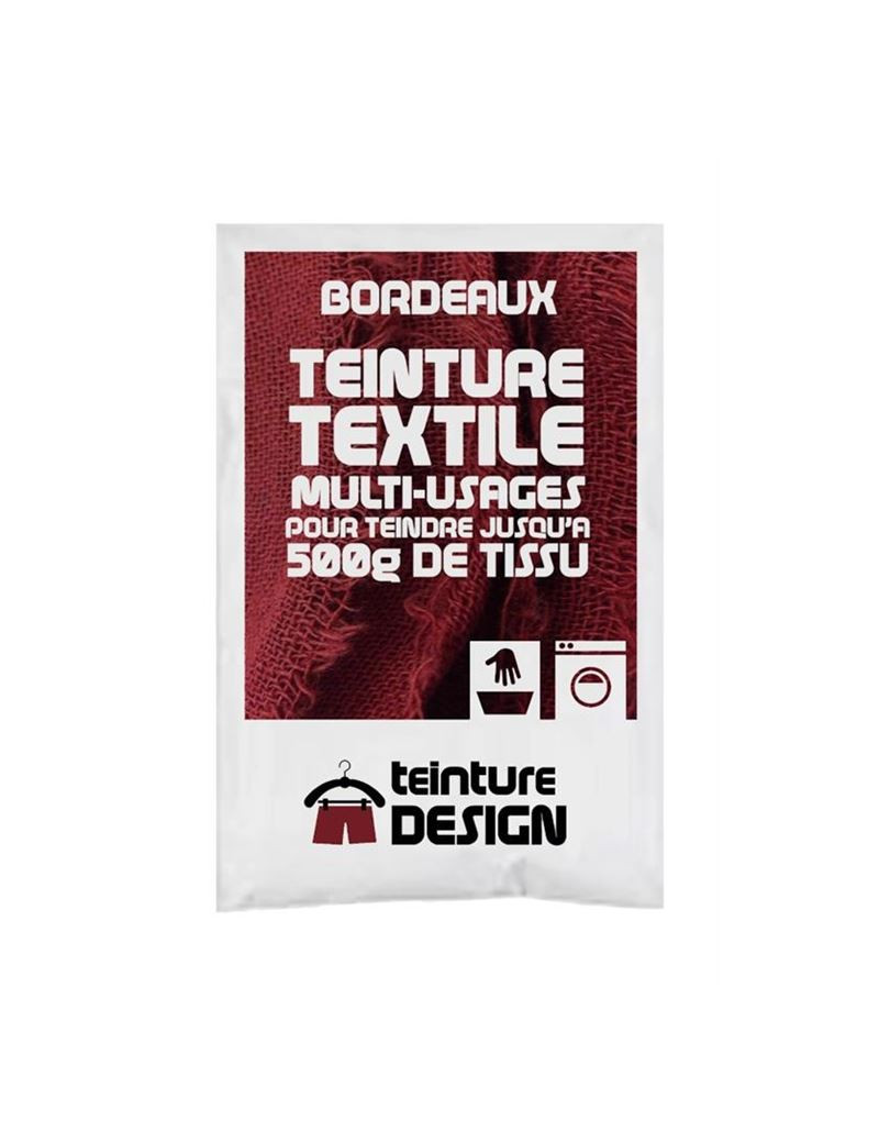 TEINTURE TEXTILE "BORDEAUX" 1 SACHET DE 10 GR POUR 500 GR DE TISSU