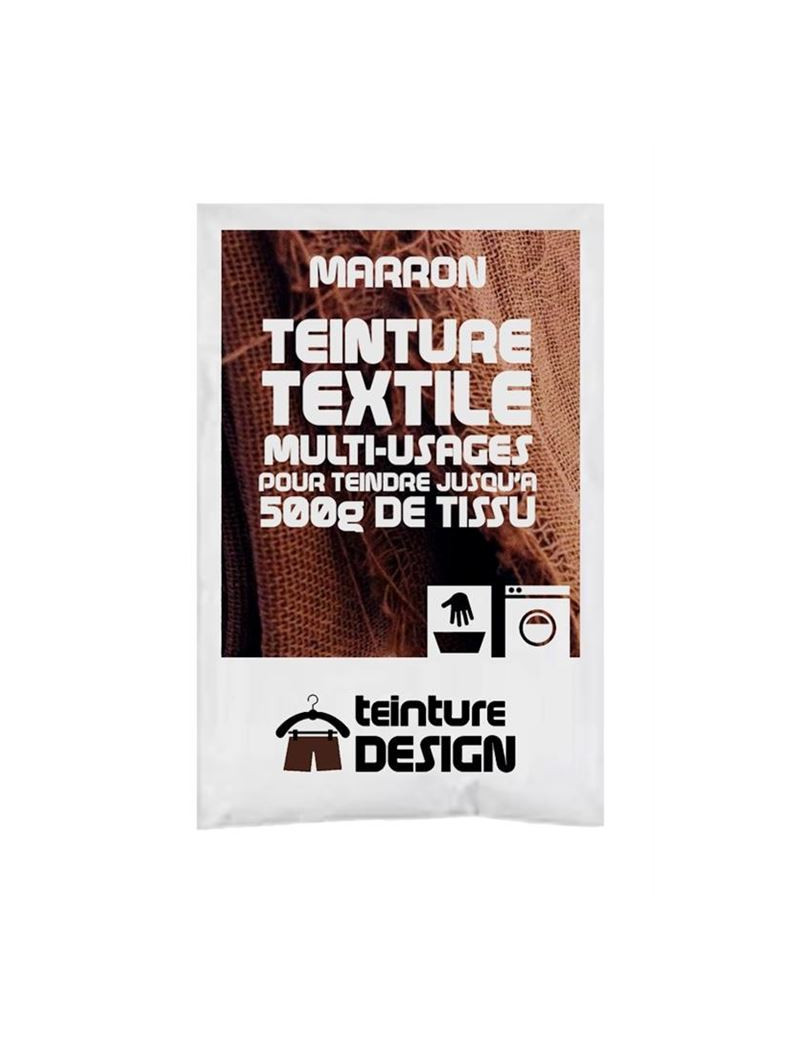 TEINTURE TEXTILE"MARRON" 1 SACHET DE 10 GR POUR 500 GR DE TISSU