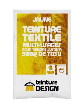 TEINTURE TEXTILE "JAUNE" 1 SACHET DE 10 GR POUR 500 GR DE TISSU