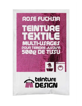 TEINTURE TEXTILE ROSE FUCHSIA 1 SACHET DE 10 GR POUR 500 GR DE TISSU