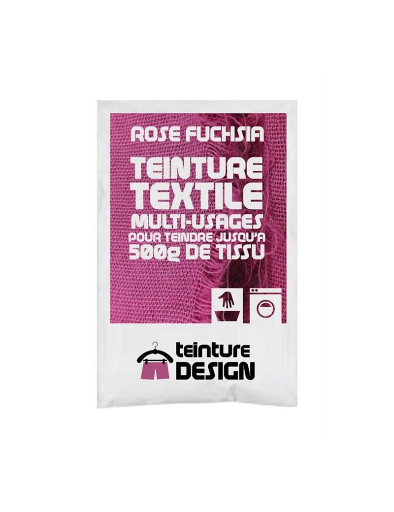 TEINTURE TEXTILE ROSE FUCHSIA 1 SACHET DE 10 GR POUR 500 GR DE TISSU