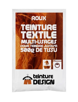 TEINTURE TEXTILE "ROUX" 1 SACHET DE 10 GR POUR 500 GR DE TISSU