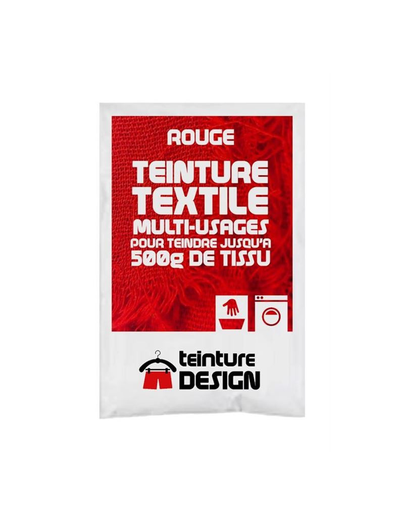 TEINTURE TEXTILE "ROUGE" SACHET DE 10 GR POUR 500 GR DE TISSU TEINTURE TEXTILE "ROUGE" SACHET DE 10 GR POUR 500 GR DE TISSU
