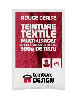 TEINTURE TEXTILE "ROUGE CERISE" 1 SACHET DE 10 GR POUR 500 GR DE TISSU