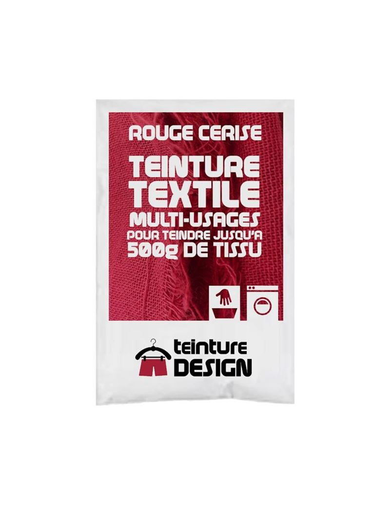 TEINTURE TEXTILE "ROUGE CERISE" 1 SACHET DE 10 GR POUR 500 GR DE TISSU