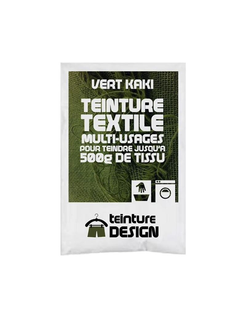 TEINTURE TEXTILE "VERT KAKI" 1 SACHET DE 10 GR POUR 500 GR DE TISSU