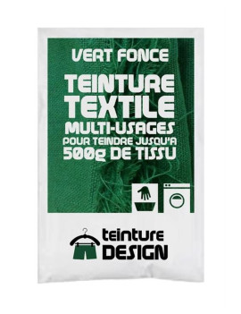 TEINTURE TEXTILE"VERT FONCE" 1 SACHET DE 10 GR POUR 500 GR DE TISSUS