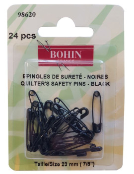 EPINGLES DE SURETE A RESSORT NOIRES 23 MM BLISTER DE 24 UNITES