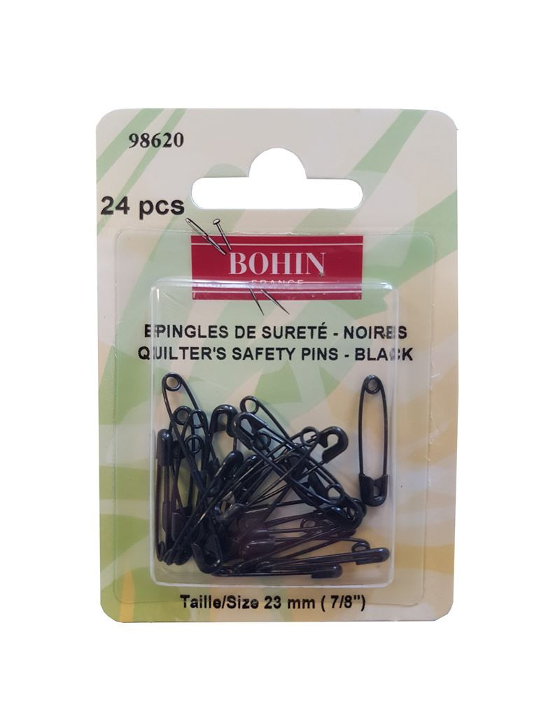 EPINGLES DE SURETE A RESSORT NOIRES 23 MM BLISTER DE 24 UNITES