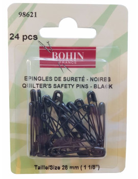 EPINGLES DE SURETE A RESSORT NOIRES 28 MM BLISTER DE 24 UNITES