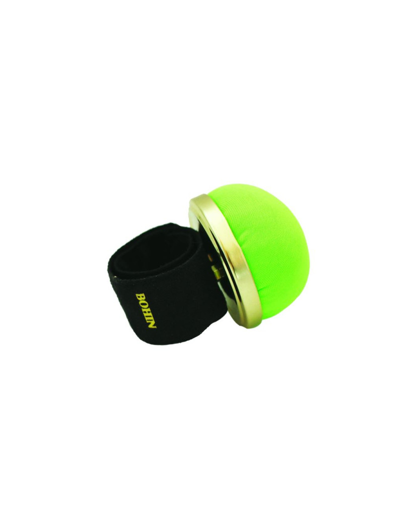 PELOTE EPINGLES BOHIN BRACELET AJUSTABLE TISSU VERT FLUO