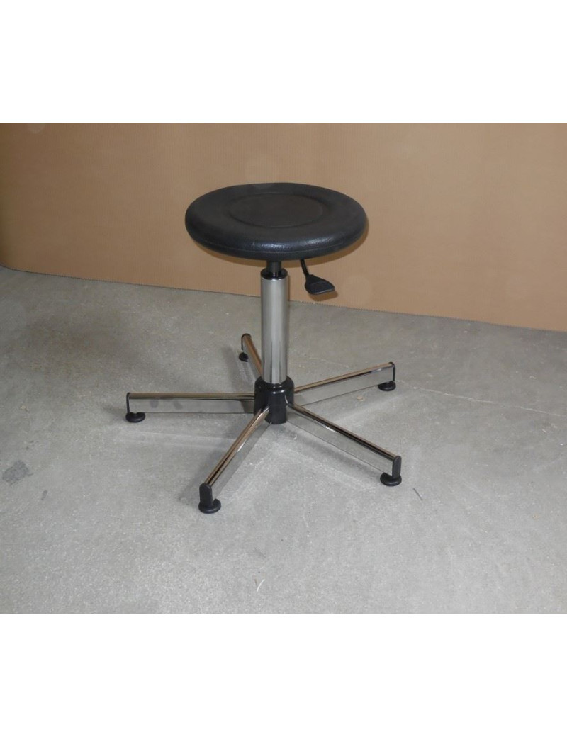 TABOURET POLYURETHANE H.48/68 CM PAR VERIN A GAZ SUR ROULETTES