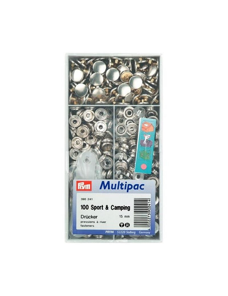 BOUTONS PRESSIONS SPORT & CAMPING NICKEL 15MM MULTIPAC 100PCS